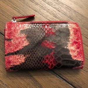 Red snakeskin like card holder